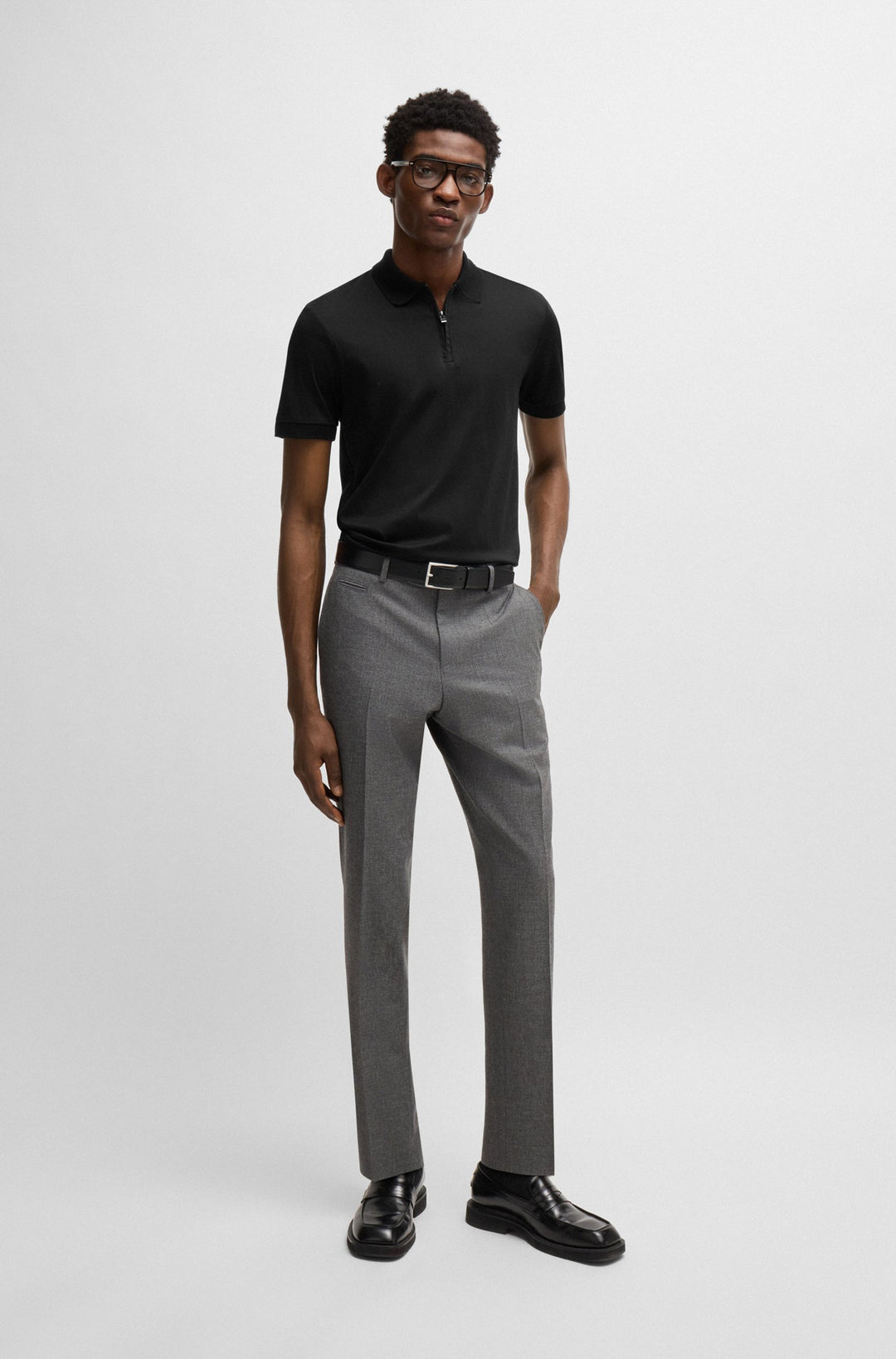 BOSS Polos Slim Fit in Cotton - H-PARAS 17 10266282 01-50527367- Concorde Fashion#color_black-001