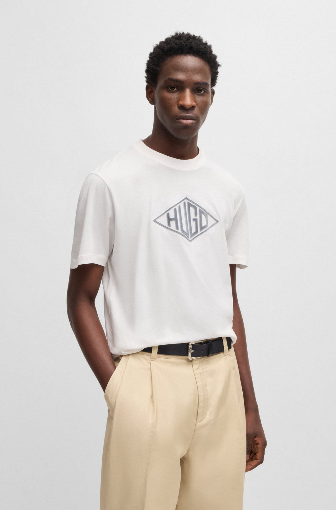 HUGO T-Shirts Regular Fit in Cotton - DALENDI 10266462 01-50534934- Concorde Fashion#color_white-102