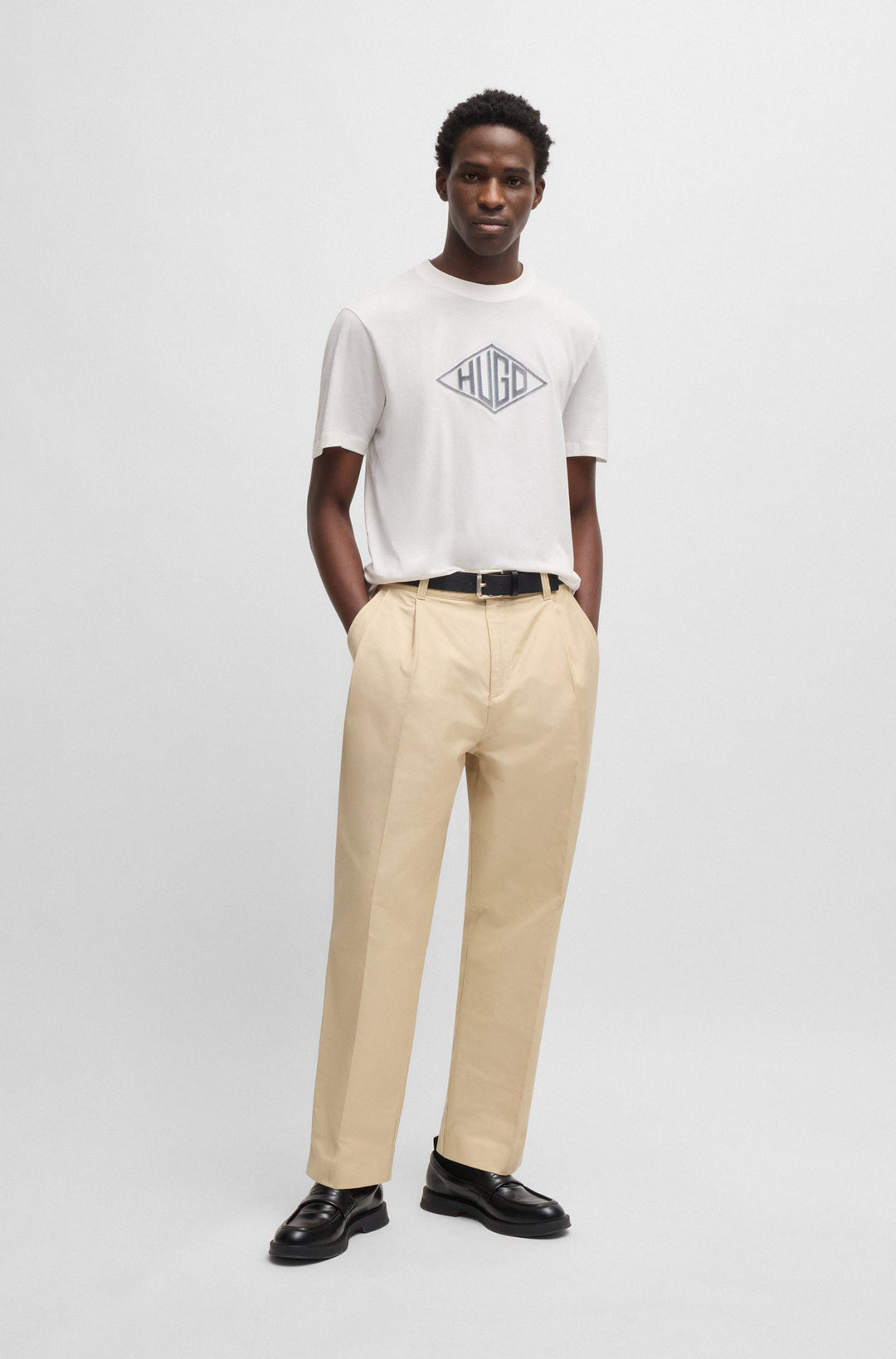HUGO T-Shirts Regular Fit in Cotton - DALENDI 10266462 01-50534934- Concorde Fashion#color_white-102