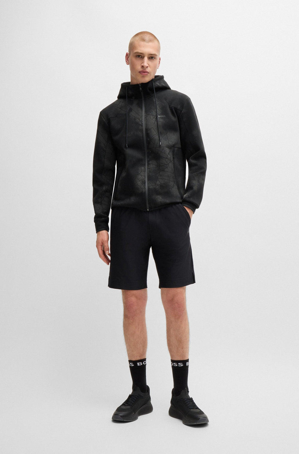 BOSS Hoodies Regular Fit in Cotton Mix - SAVION 10266572 01-50523369- Concorde Fashion#color_black-001