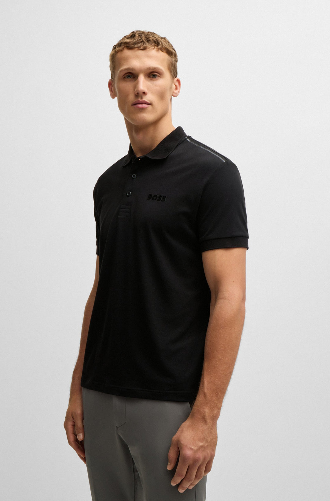 BOSS Polos Regular Fit in Cotton Mix - PADDY MIRROR 10266689 01-50529735- Concorde Fashion#color_black-001