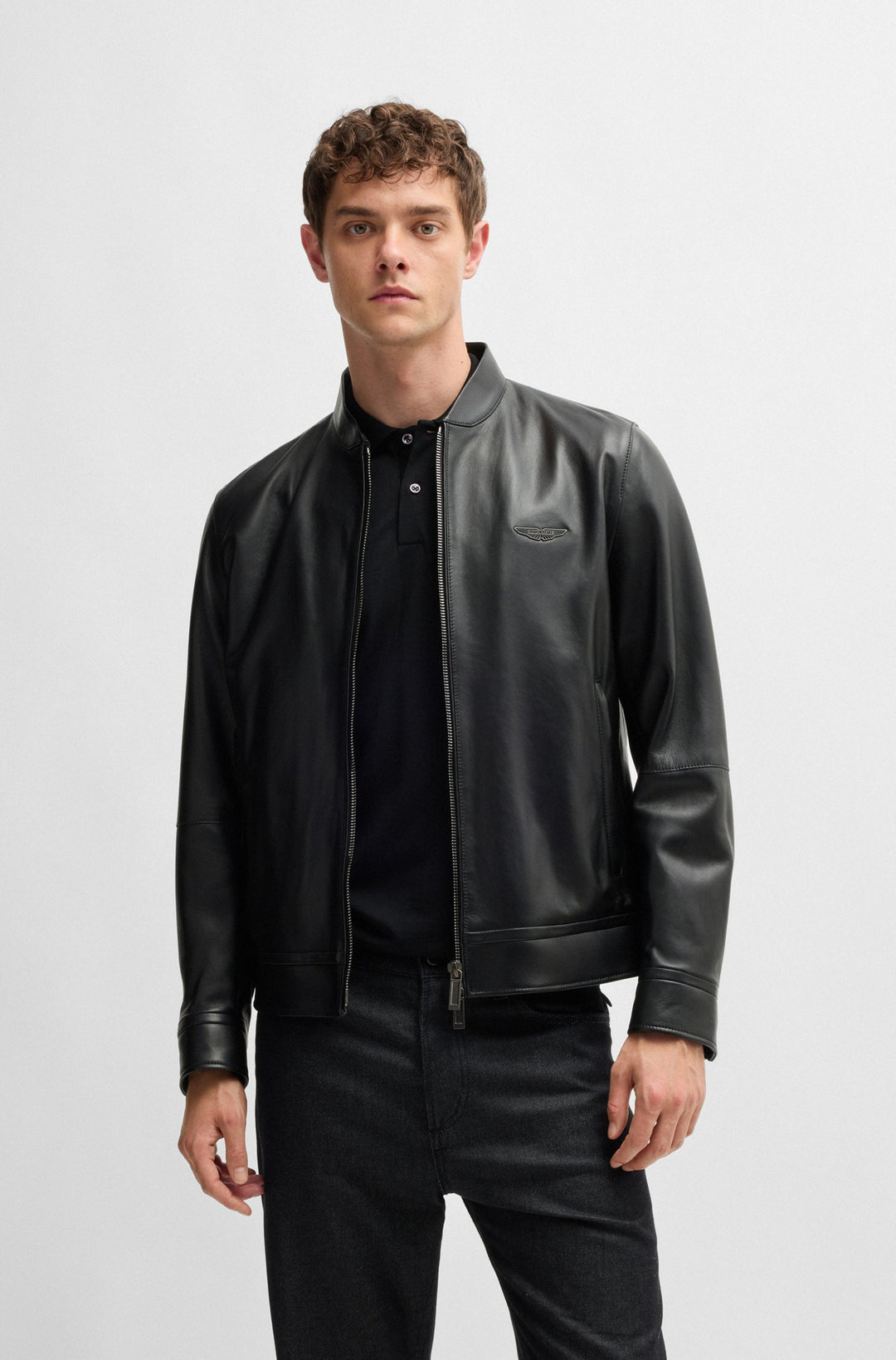 BOSS Casual Jackets Regular Fit in Leather - L-CALEB_AM 10267112 01-50529537- Concorde Fashion#color_black-001