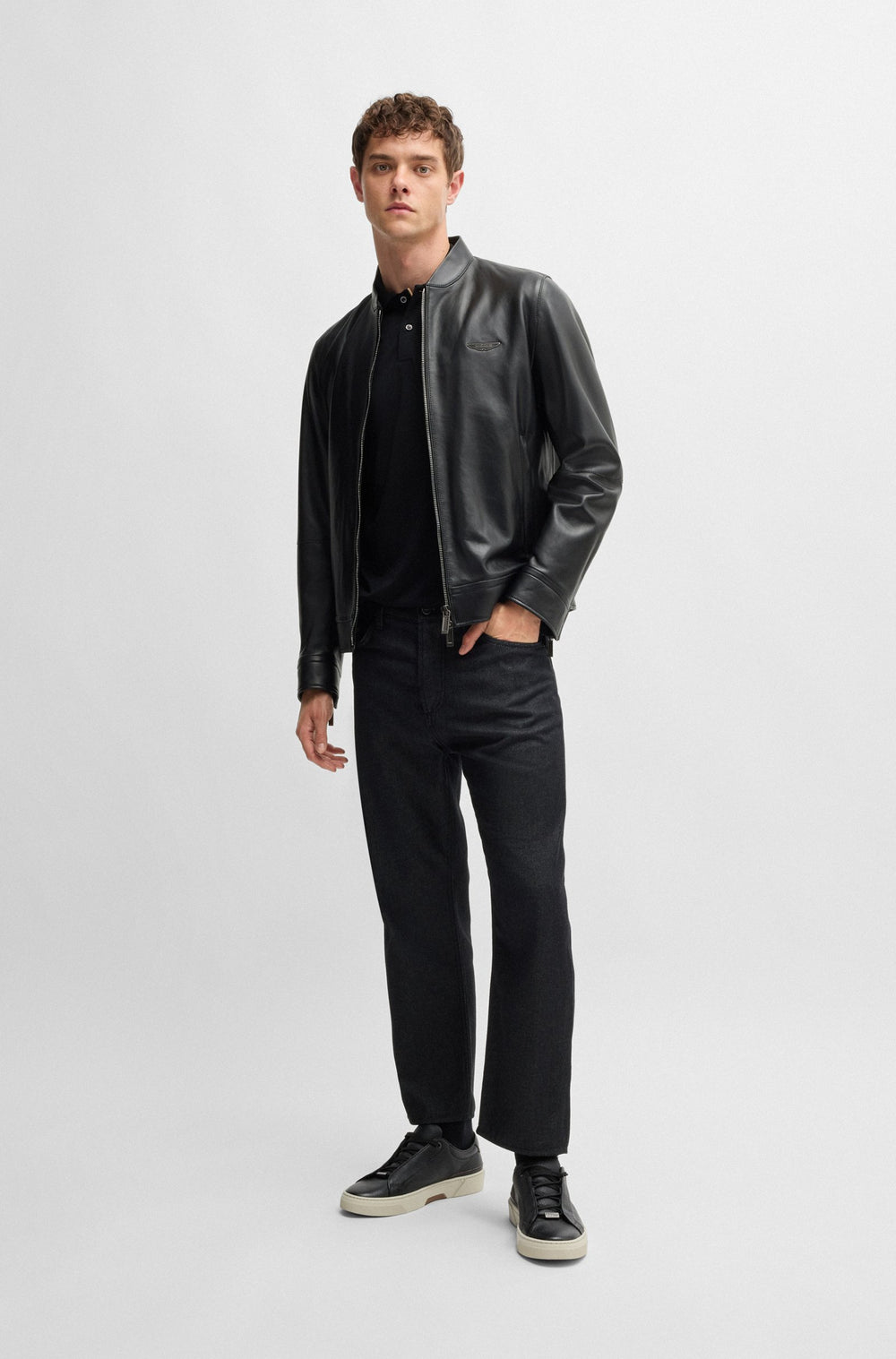 BOSS Casual Jackets Regular Fit in Leather - L-CALEB_AM 10267112 01-50529537- Concorde Fashion#color_black-001