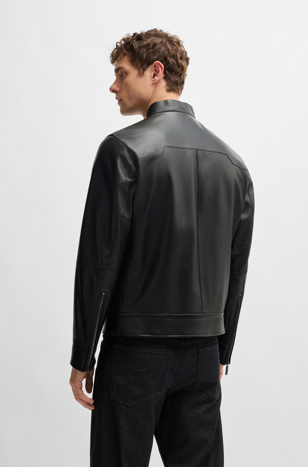 BOSS Casual Jackets Regular Fit in Leather - L-CALEB_AM 10267112 01-50529537- Concorde Fashion#color_black-001
