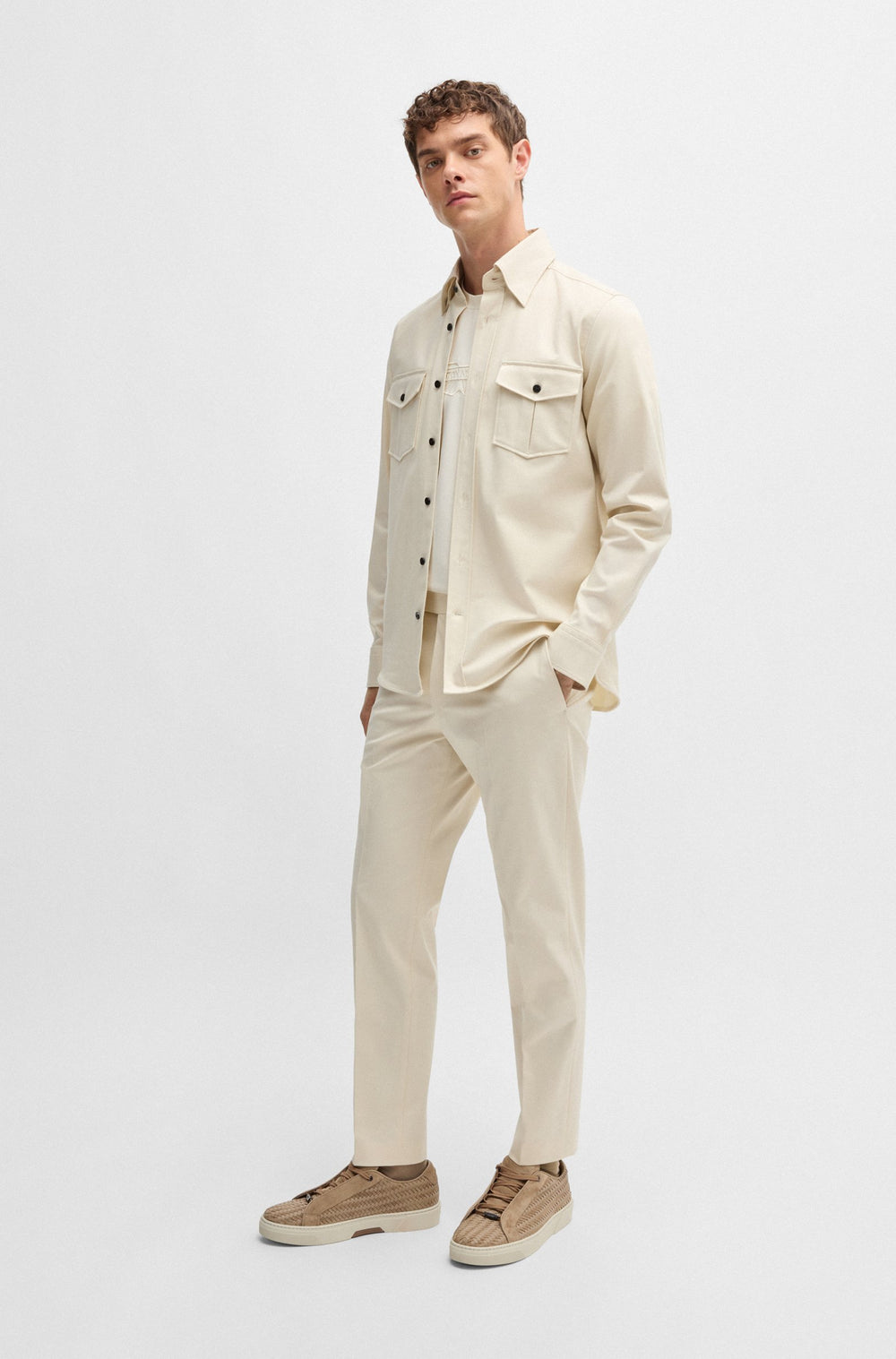 BOSS Trousers Regular Fit in Cotton Mix - L-DYLAN_AM 10267120 01-50529720- Concorde Fashion#color_white-118