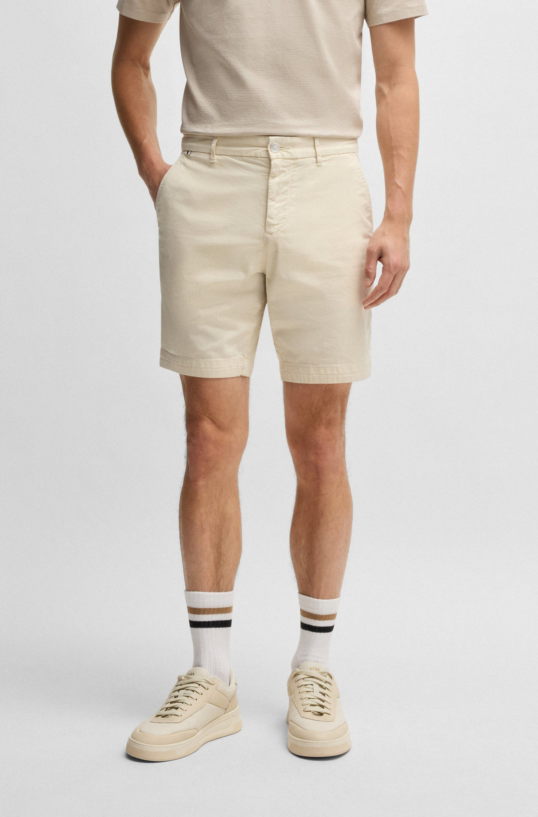 BOSS Shorts Slim Fit in Cotton Mix - H-SLICE-SHORTS1 10267215 01-50540743- Concorde Fashion#color_white-131