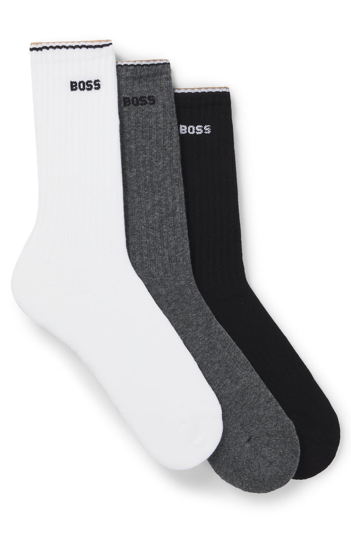 BOSS Socks  in Cotton Mix - 3P QS RIB STRIPE CC 10267388 01-50531597- Concorde Fashion#color_assorted-960