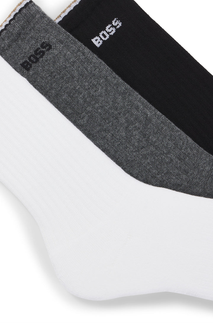 BOSS Socks  in Cotton Mix - 3P QS RIB STRIPE CC 10267388 01-50531597- Concorde Fashion#color_assorted-960