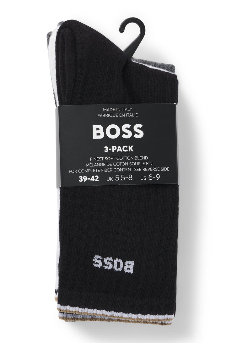 BOSS Socks  in Cotton Mix - 3P QS RIB STRIPE CC 10267388 01-50531597- Concorde Fashion#color_assorted-960