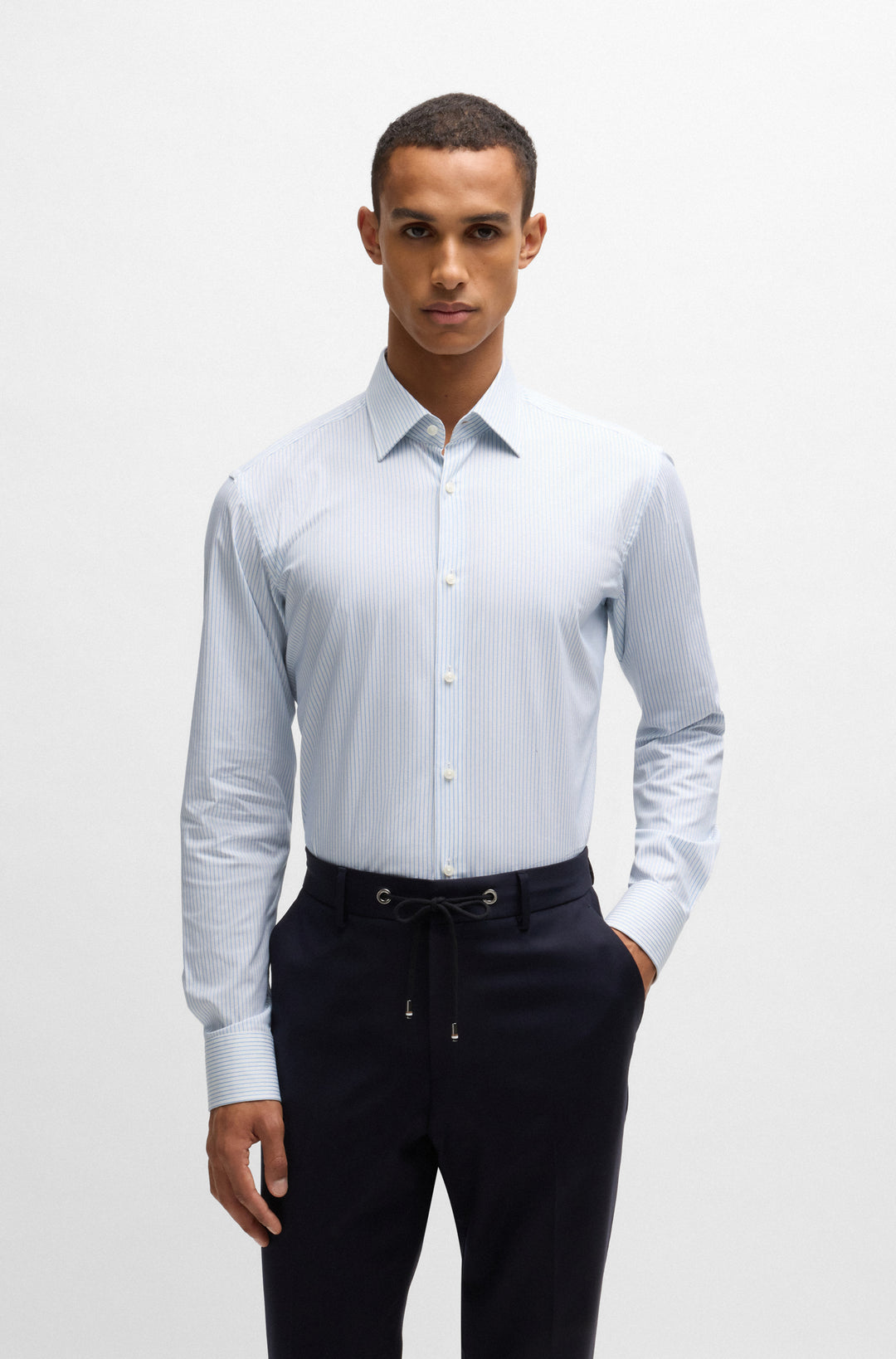 BOSS Formal Shirts Regular Fit in Cotton Mix - H-JOE-KENT-C1-214 10267724 01-50532835- Concorde Fashion#color_blue-450