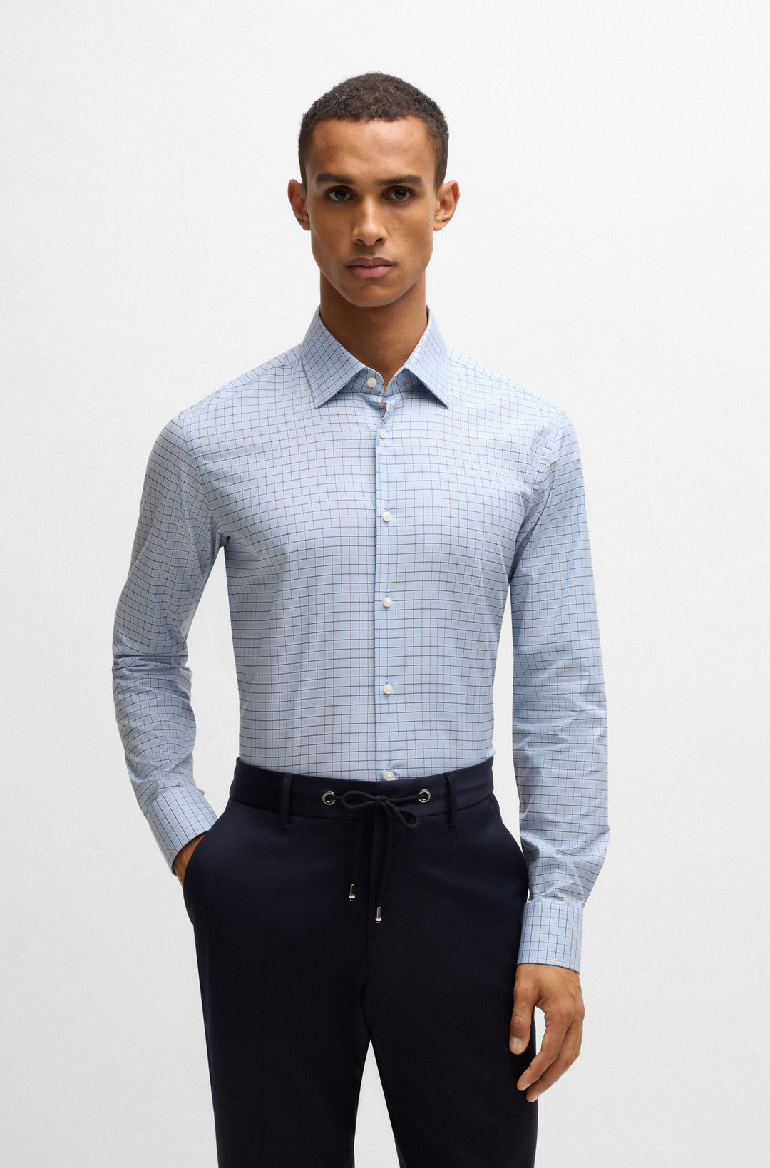 BOSS Formal Shirts Regular Fit in Cotton Mix - H-JOE-KENT-C1-214 10267739 01-50532855- Concorde Fashion#color_blue-450