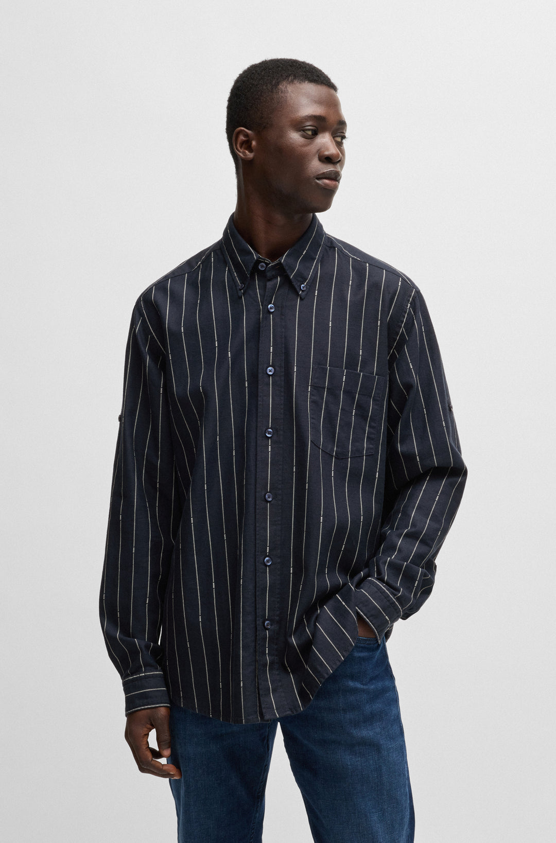 BOSS Casual Shirts Relaxed Fit in Cotton Mix - LAMBEY_2_M 10267881 01-50538296- Concorde Fashion#color_navy-405