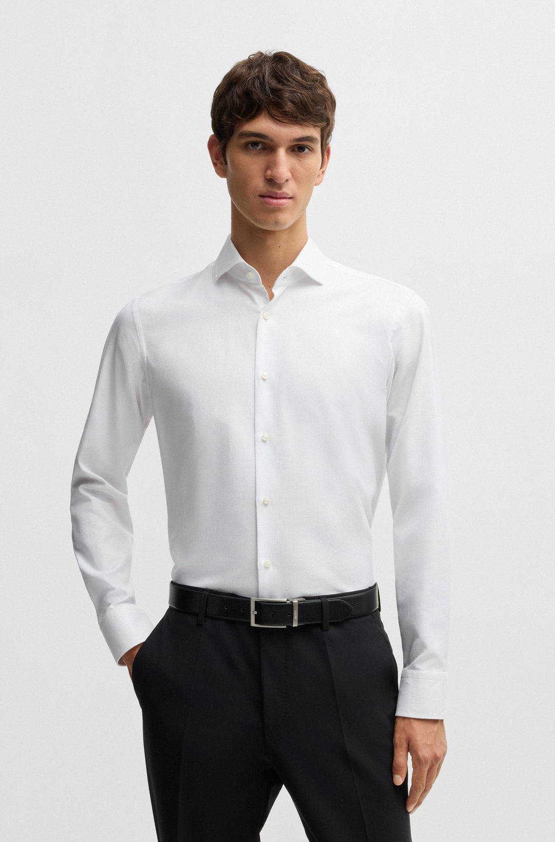 BOSS Formal Shirts Regular Fit in Cotton - H-JOE-SPREAD-C1-222 10267913 01-50532849- Concorde Fashion#color_white-100
