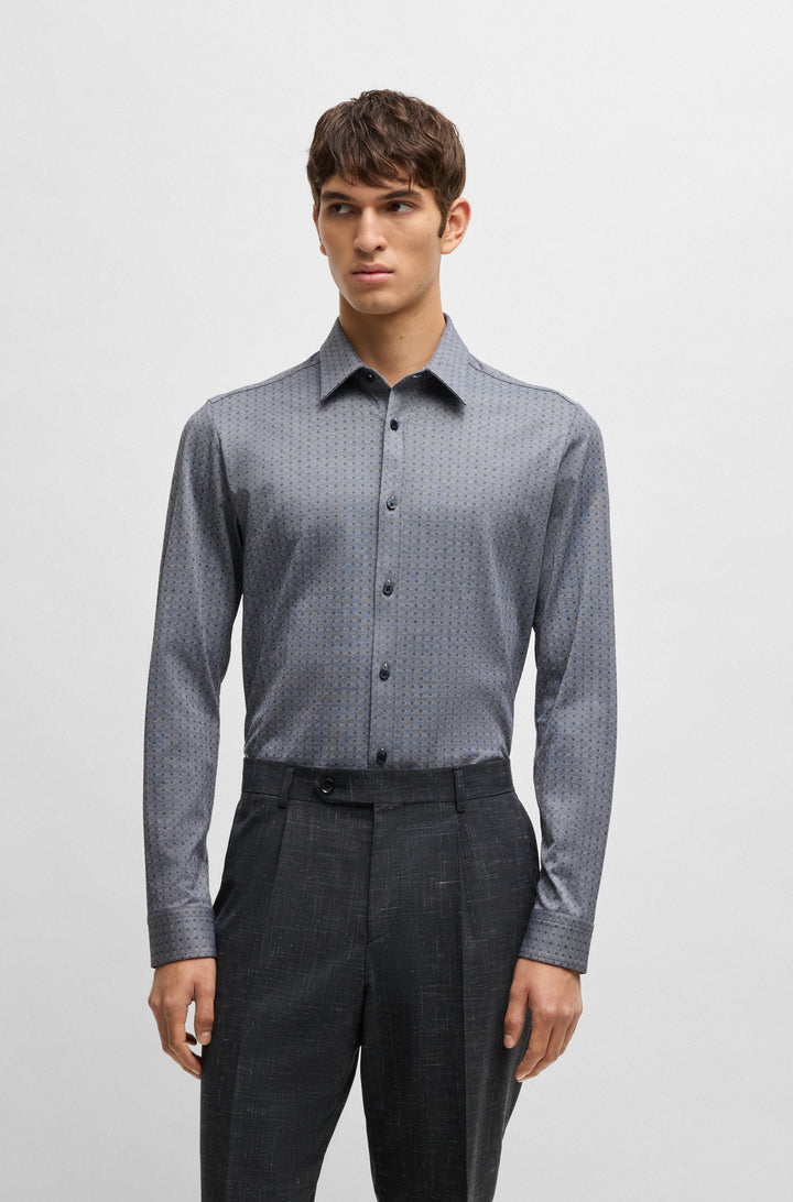 BOSS Casual Shirts Slim Fit in Cotton - C-ROAN-KENT-C1-243 10267928 01-50533889- Concorde Fashion#color_navy-404