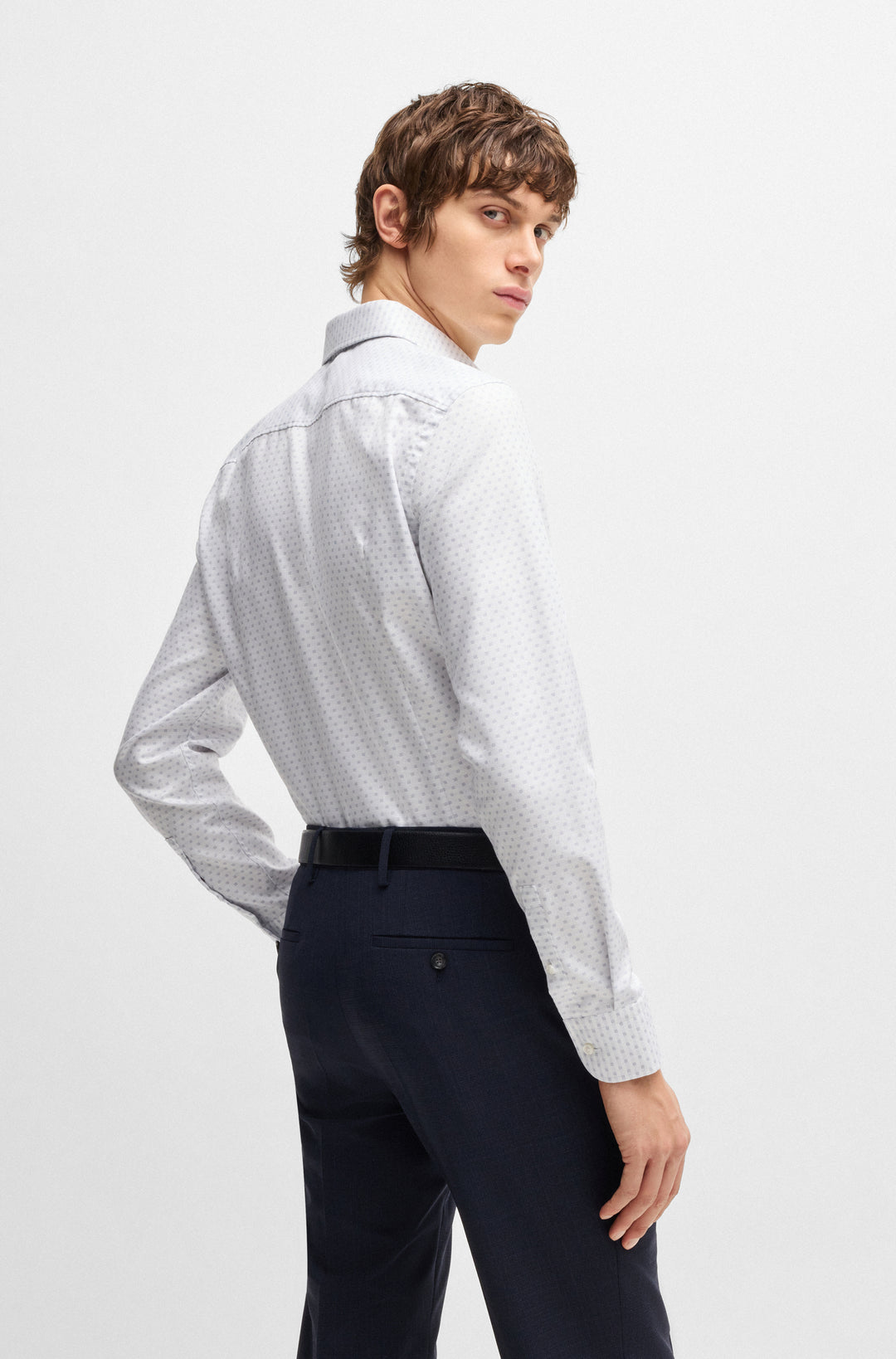 BOSS Formal Shirts Slim Fit in Cotton - H-HANK-SPREAD-C1-222 10267991 01-50533039- Concorde Fashion#color_white-100