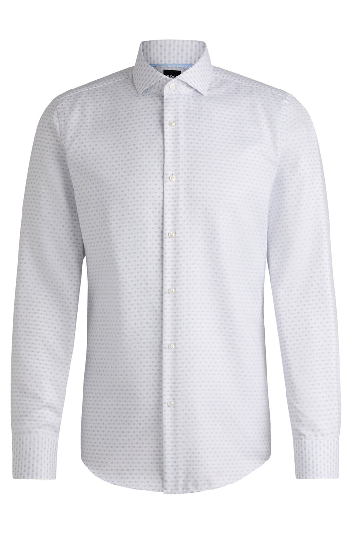 BOSS Formal Shirts Slim Fit in Cotton - H-HANK-SPREAD-C1-222 10267991 01-50533039- Concorde Fashion#color_white-100