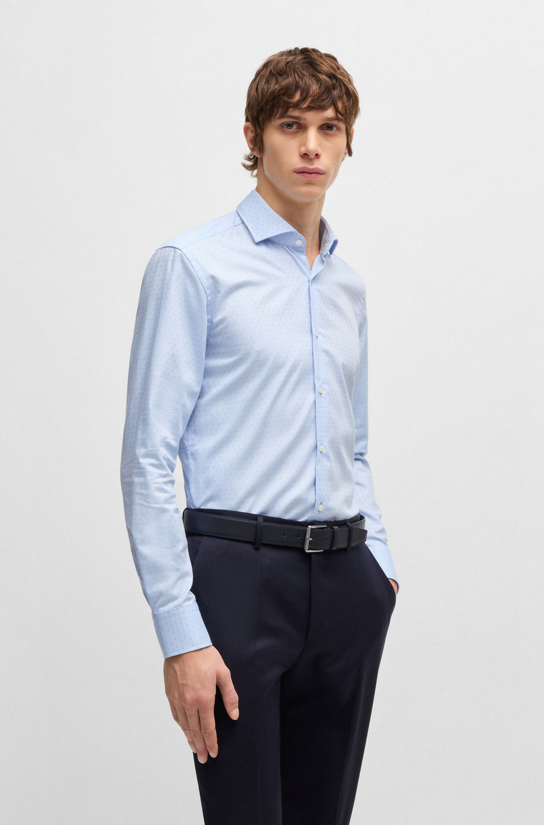 BOSS Formal Shirts Slim Fit in Cotton - H-HANK-SPREAD-C1-222 10267992 01-50533051- Concorde Fashion#color_blue-450