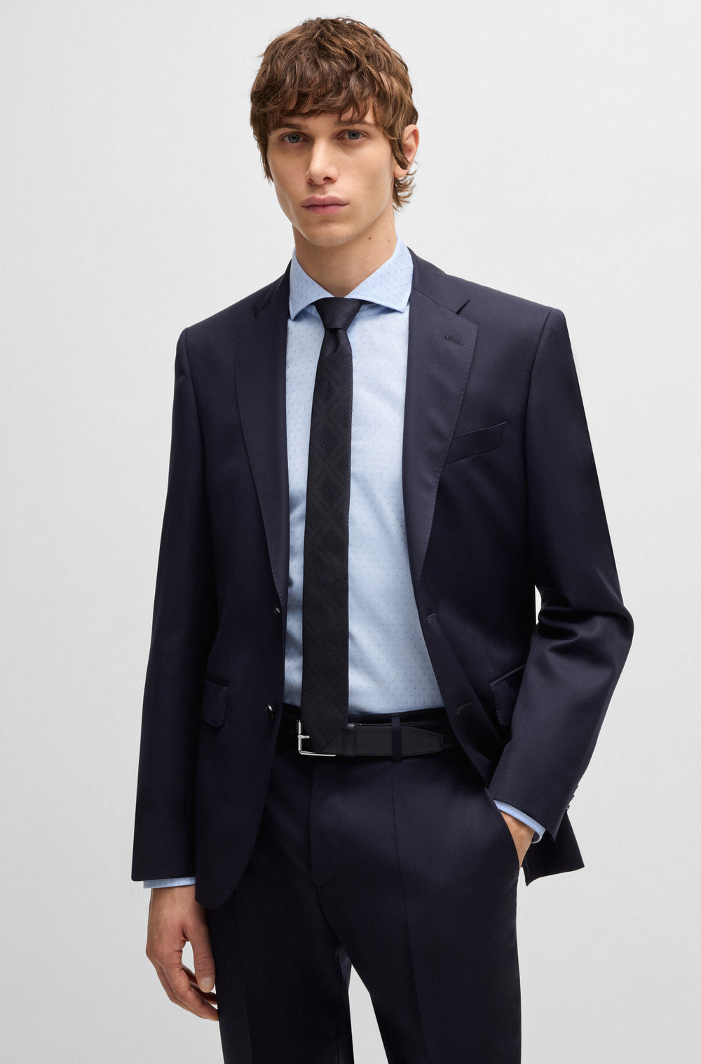 BOSS Formal Shirts Slim Fit in Cotton - H-HANK-SPREAD-C1-222 10267992 01-50533051- Concorde Fashion#color_blue-450