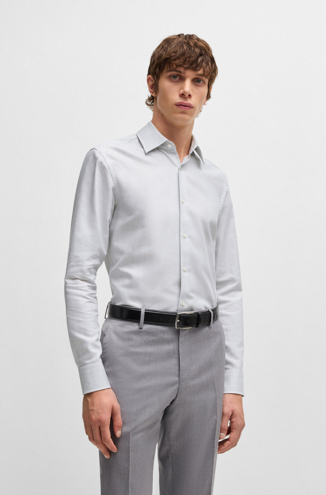 BOSS Formal Shirts Slim Fit in Cotton - H-HANK-KENT-C1-214 10268013 01-50533040- Concorde Fashion#color_black-001