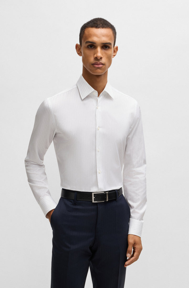 BOSS Formal Shirts Slim Fit in Cotton - H-HANK-KENT-C1-214 10268013 01-50533040- Concorde Fashion#color_white-100
