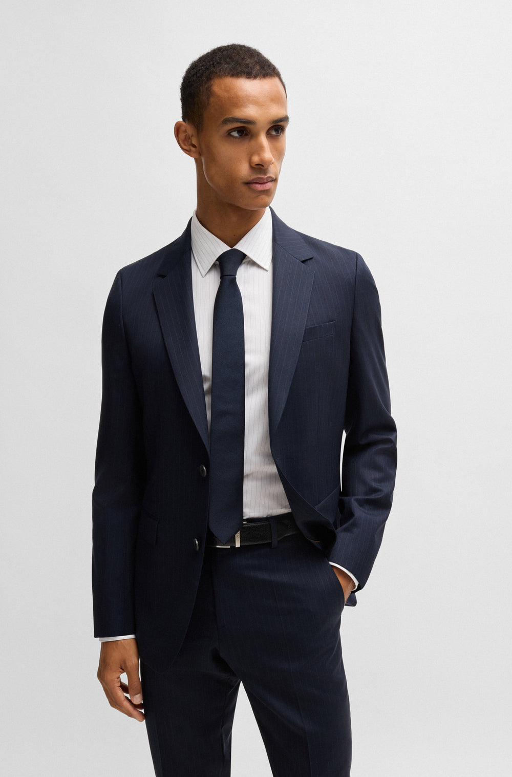 BOSS Formal Shirts Slim Fit in Cotton - H-HANK-KENT-C1-214 10268013 01-50533040- Concorde Fashion#color_white-100