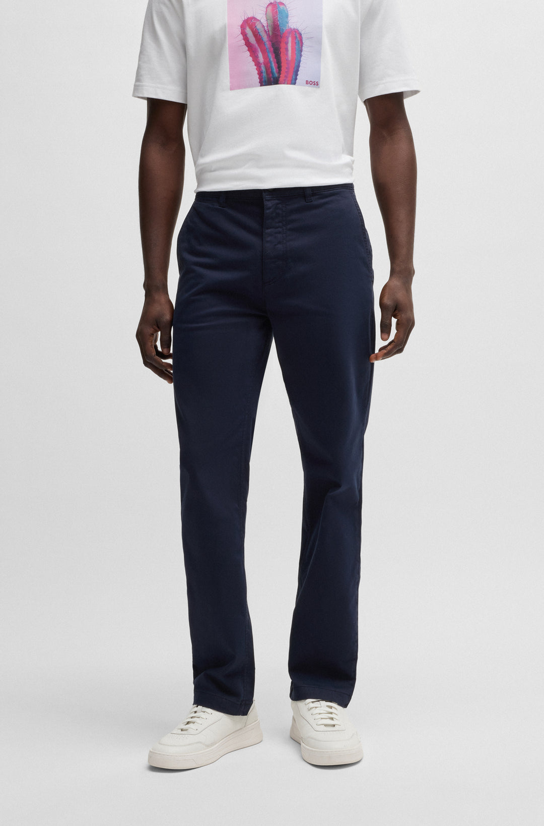 BOSS Trousers Regular Fit in Cotton Mix - CHINO-REGULAR-1 10268092 01-50534378- Concorde Fashion#color_navy-404