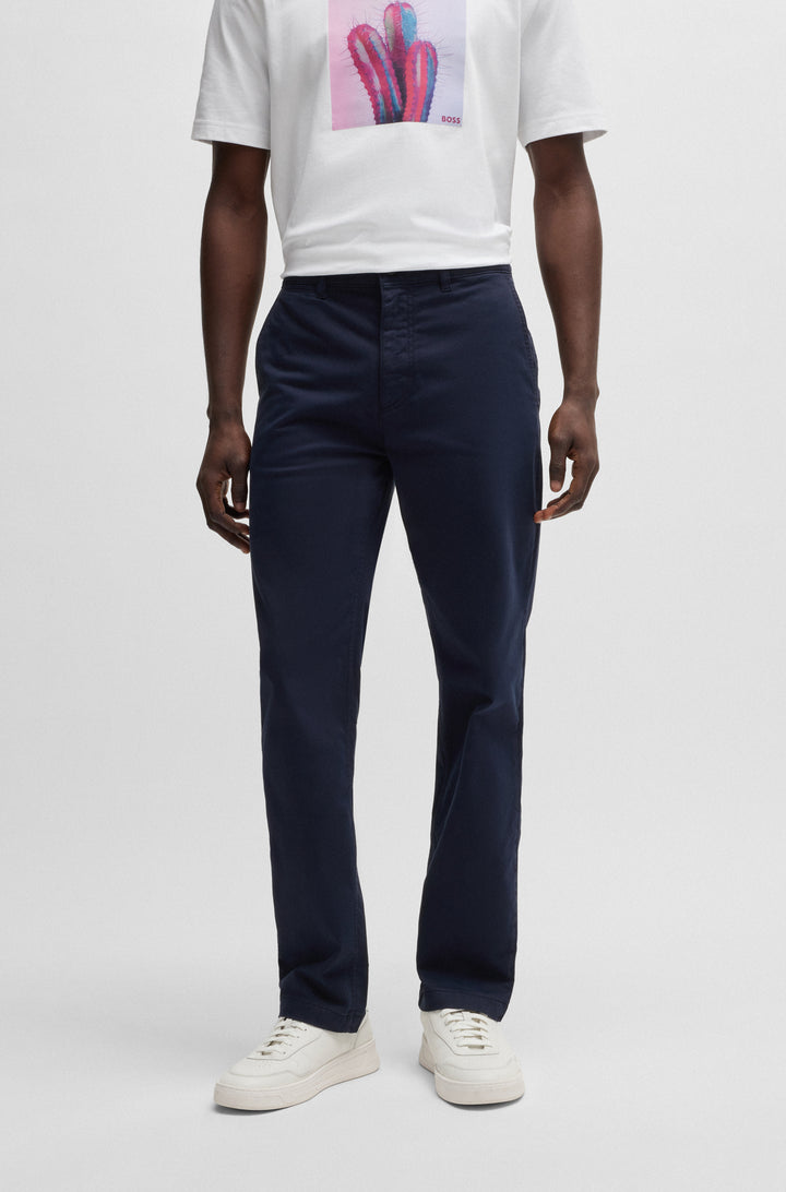 BOSS Trousers Regular Fit in Cotton Mix - CHINO-REGULAR-1 10268092 01-50534378- Concorde Fashion#color_navy-404