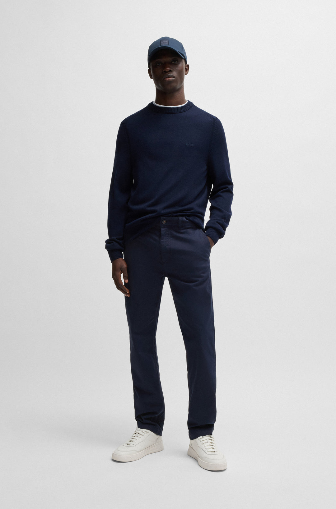 BOSS Trousers Regular Fit in Cotton Mix - CHINO-REGULAR-1 10268092 01-50534378- Concorde Fashion#color_navy-404