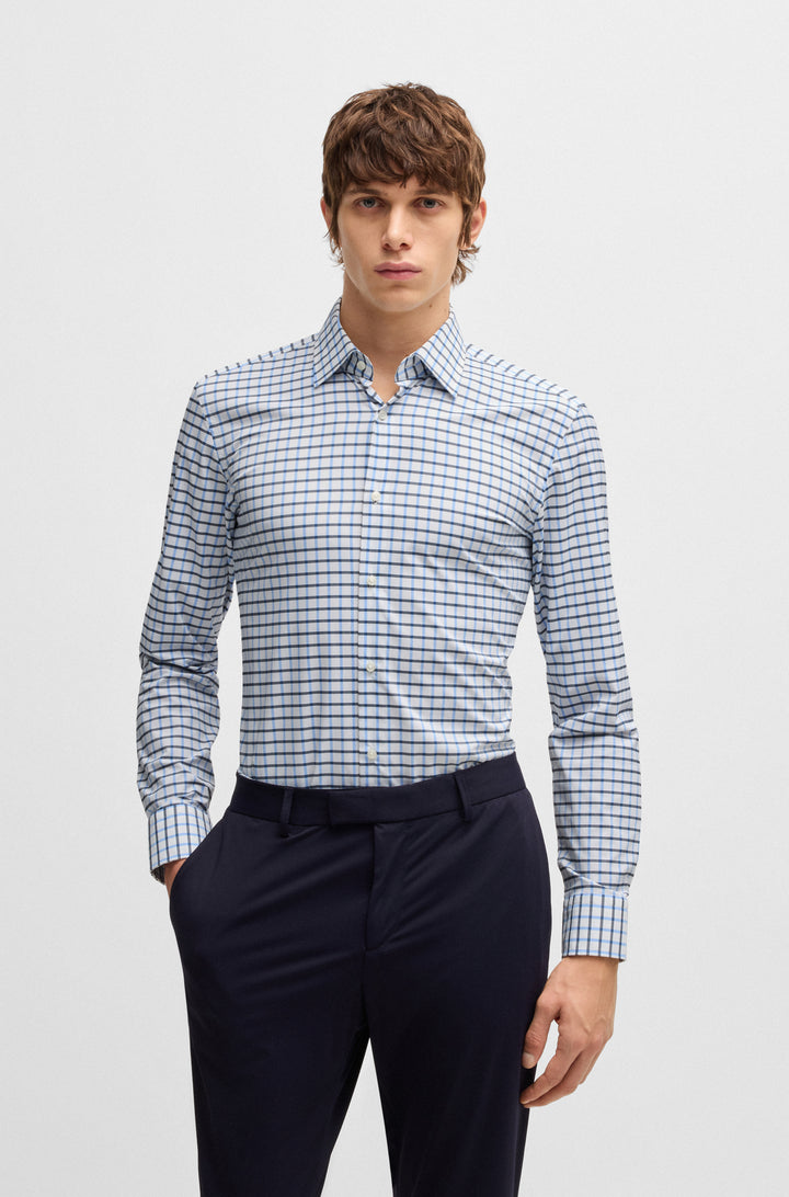BOSS Formal Shirts Slim Fit in synthetic - P-HANK-KENT-C1-222 10268253 01-50535414- Concorde Fashion#color_blue-450