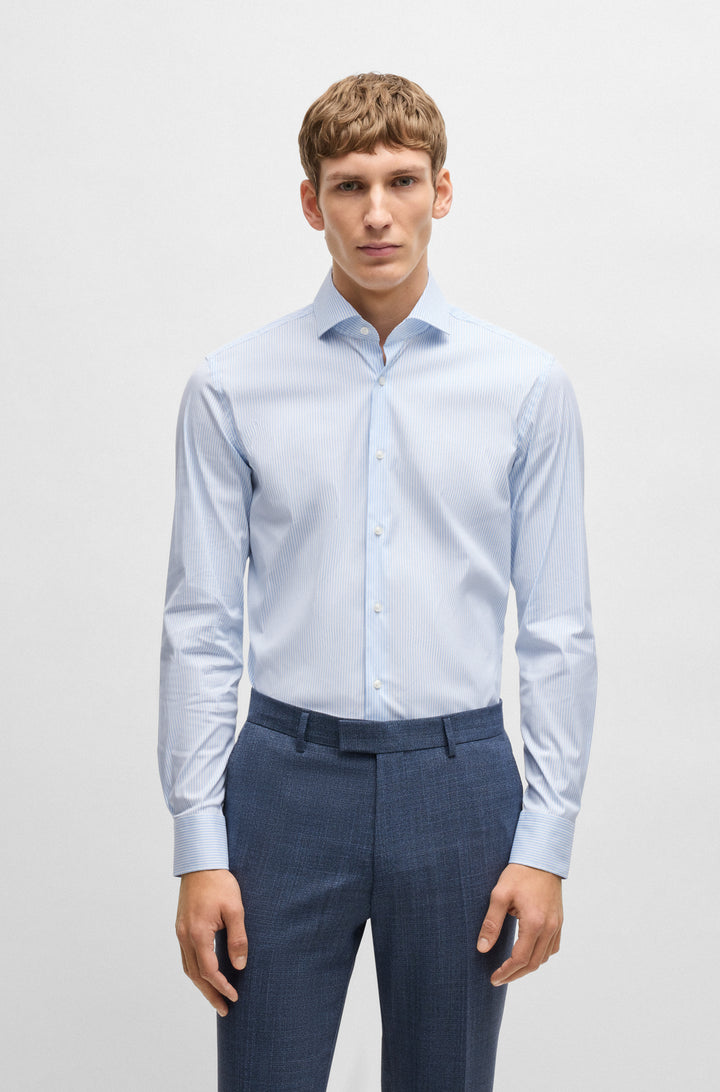 BOSS Formal Shirts Slim Fit in Cotton Mix - P-HANK-SPREAD-C1-222 10268311 01-50533433- Concorde Fashion#color_blue-450