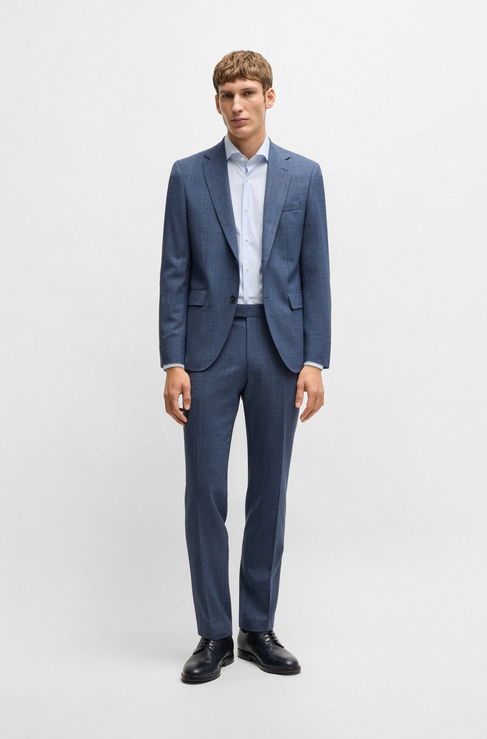 BOSS Formal Shirts Slim Fit in Cotton Mix - P-HANK-SPREAD-C1-222 10268311 01-50533433- Concorde Fashion#color_blue-450