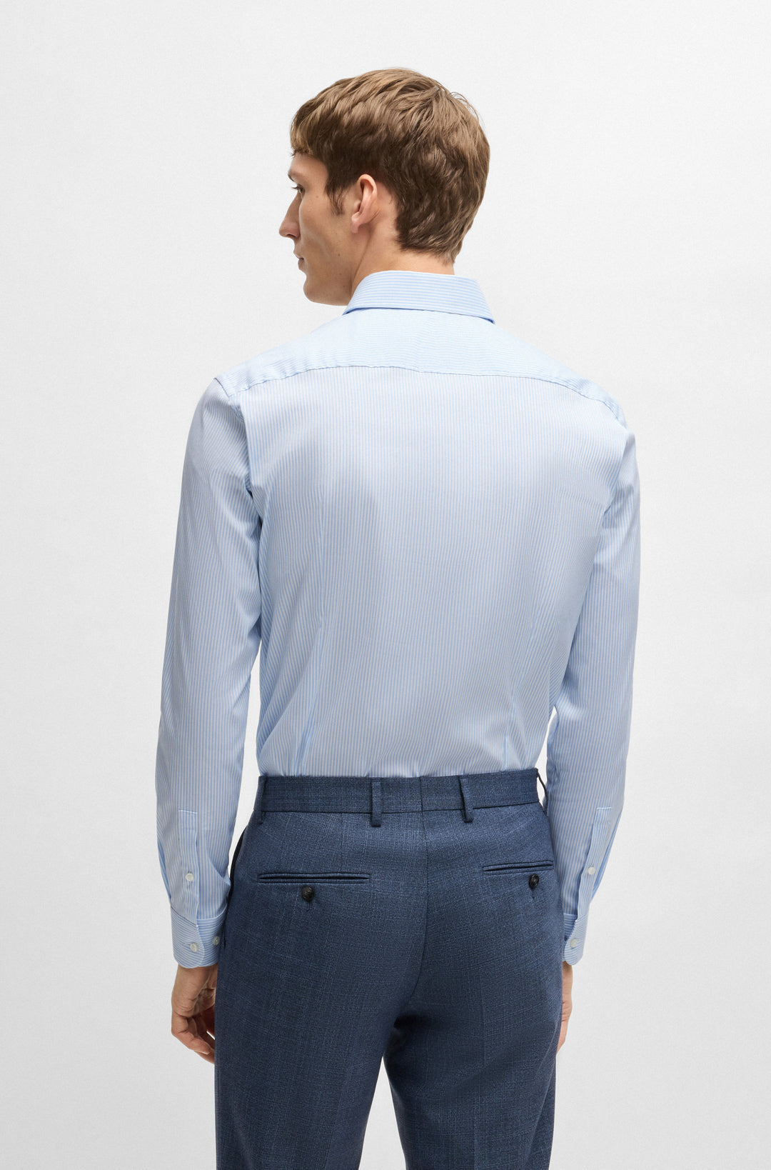 BOSS Formal Shirts Slim Fit in Cotton Mix - P-HANK-SPREAD-C1-222 10268311 01-50533433- Concorde Fashion#color_blue-450