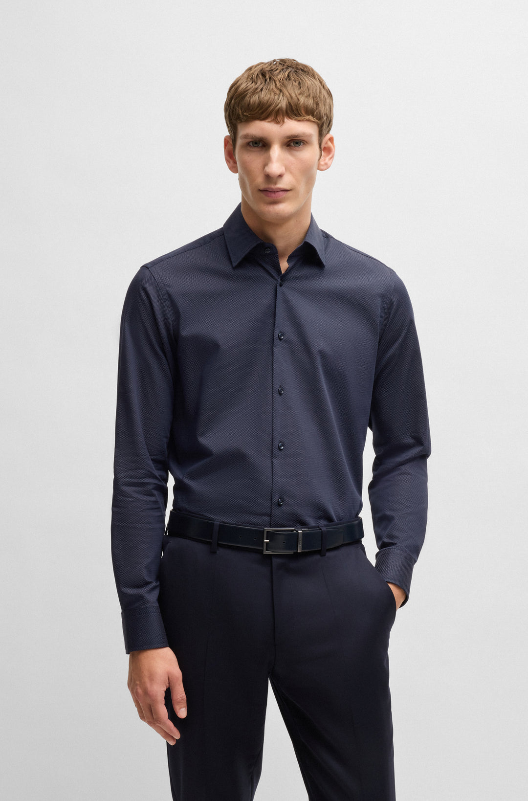 BOSS Formal Shirts Regular Fit in Cotton Mix - H-JOE-KENT-C1-214 10268549 01-50533979- Concorde Fashion#color_navy-404