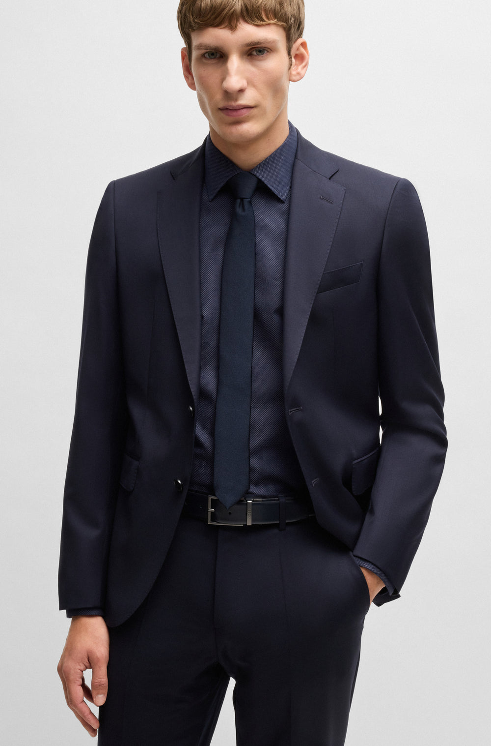 BOSS Formal Shirts Regular Fit in Cotton Mix - H-JOE-KENT-C1-214 10268549 01-50533979- Concorde Fashion#color_navy-404
