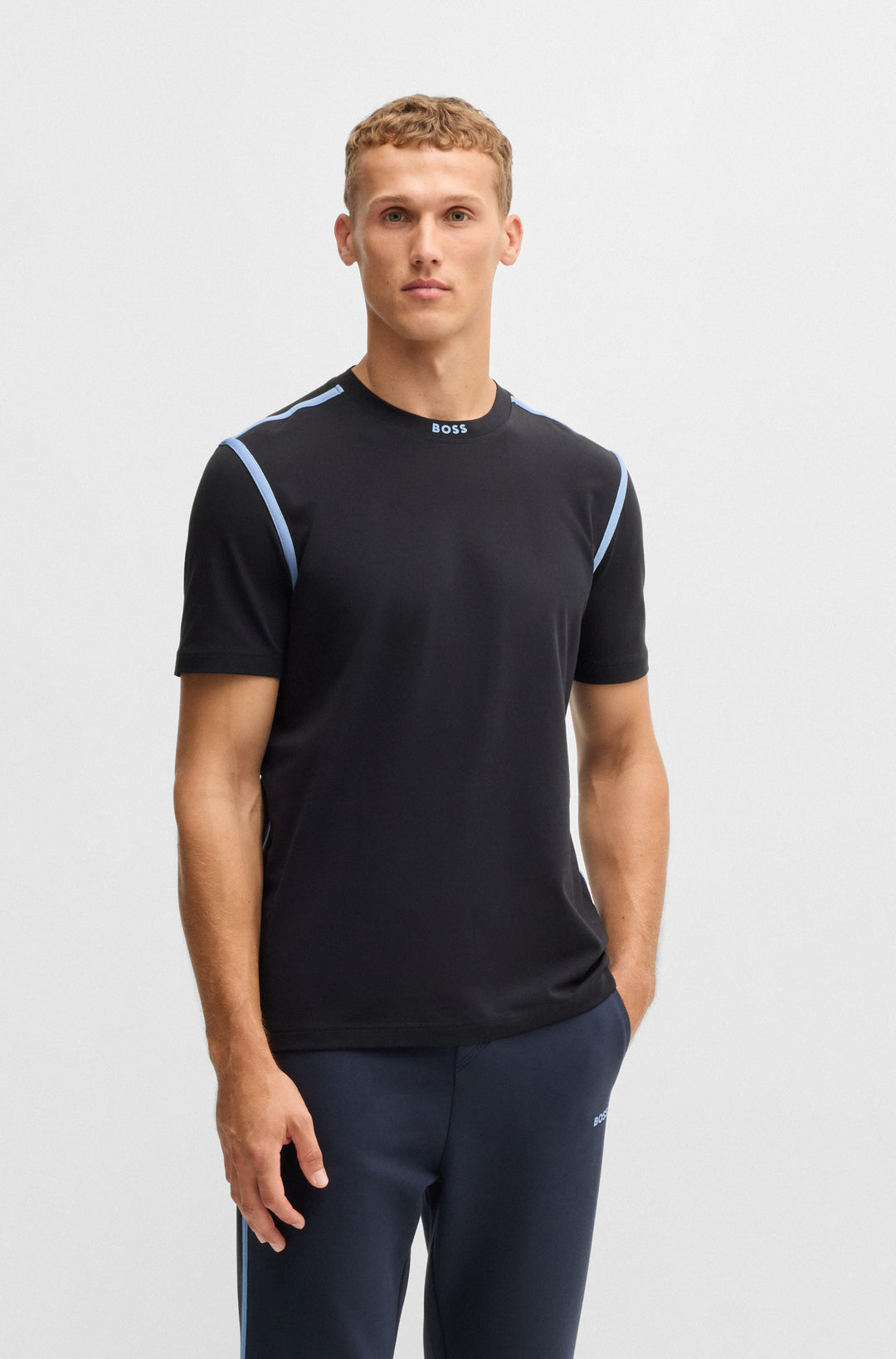 BOSS T-Shirts Regular Fit in Cotton Mix - TEE TAPE 10268875 01-50531230- Concorde Fashion#color_navy-402