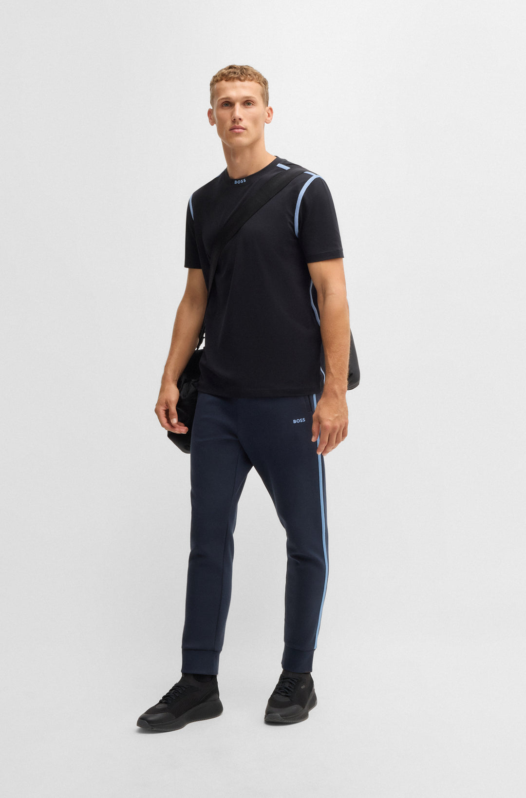 BOSS T-Shirts Regular Fit in Cotton Mix - TEE TAPE 10268875 01-50531230- Concorde Fashion#color_navy-402