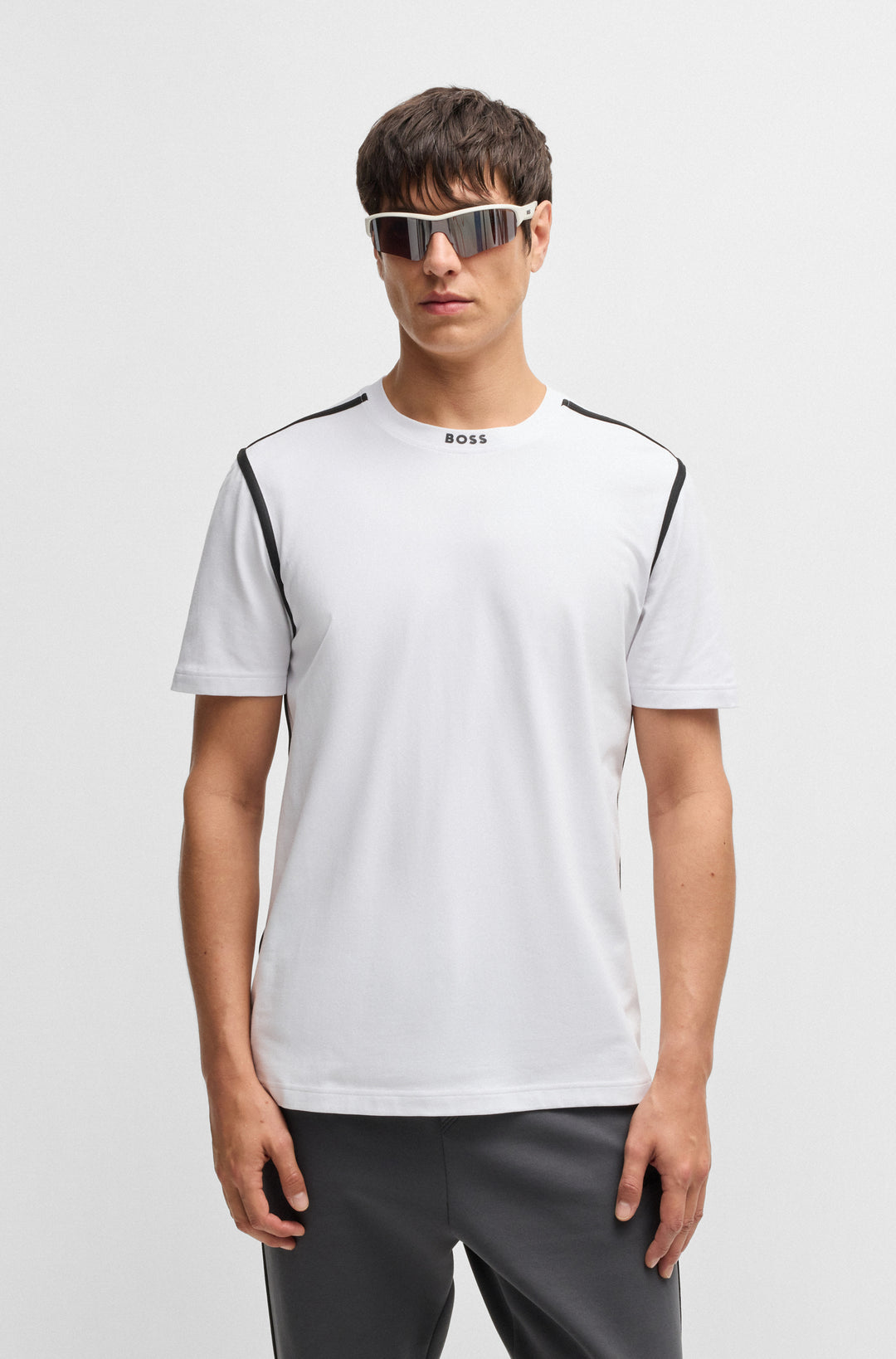 BOSS T-Shirts Regular Fit in Cotton Mix - TEE TAPE 10268875 01-50531230- Concorde Fashion#color_white-100