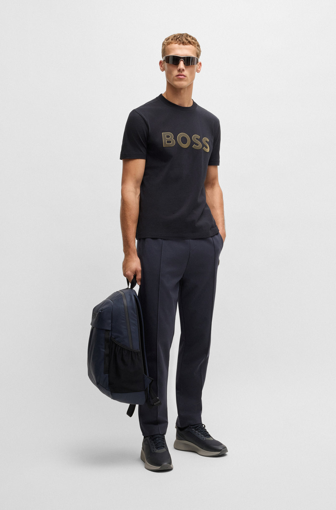 BOSS T-Shirts Regular Fit in Cotton Mix - TEE TL LOGO 10268875 01-50535170- Concorde Fashion#color_navy-402