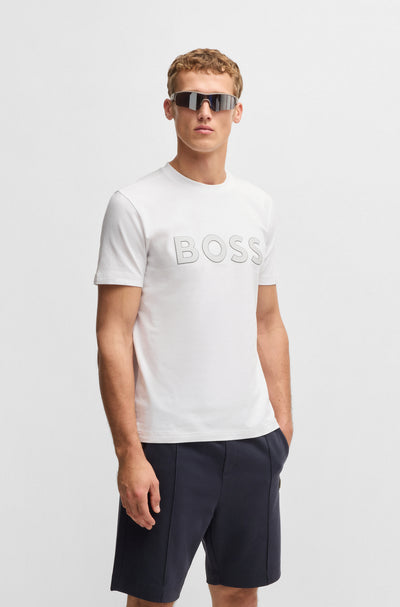 BOSS T-Shirts Regular Fit in Cotton Mix - TEE TL LOGO 10268875 01-50535170- Concorde Fashion#color_white-100