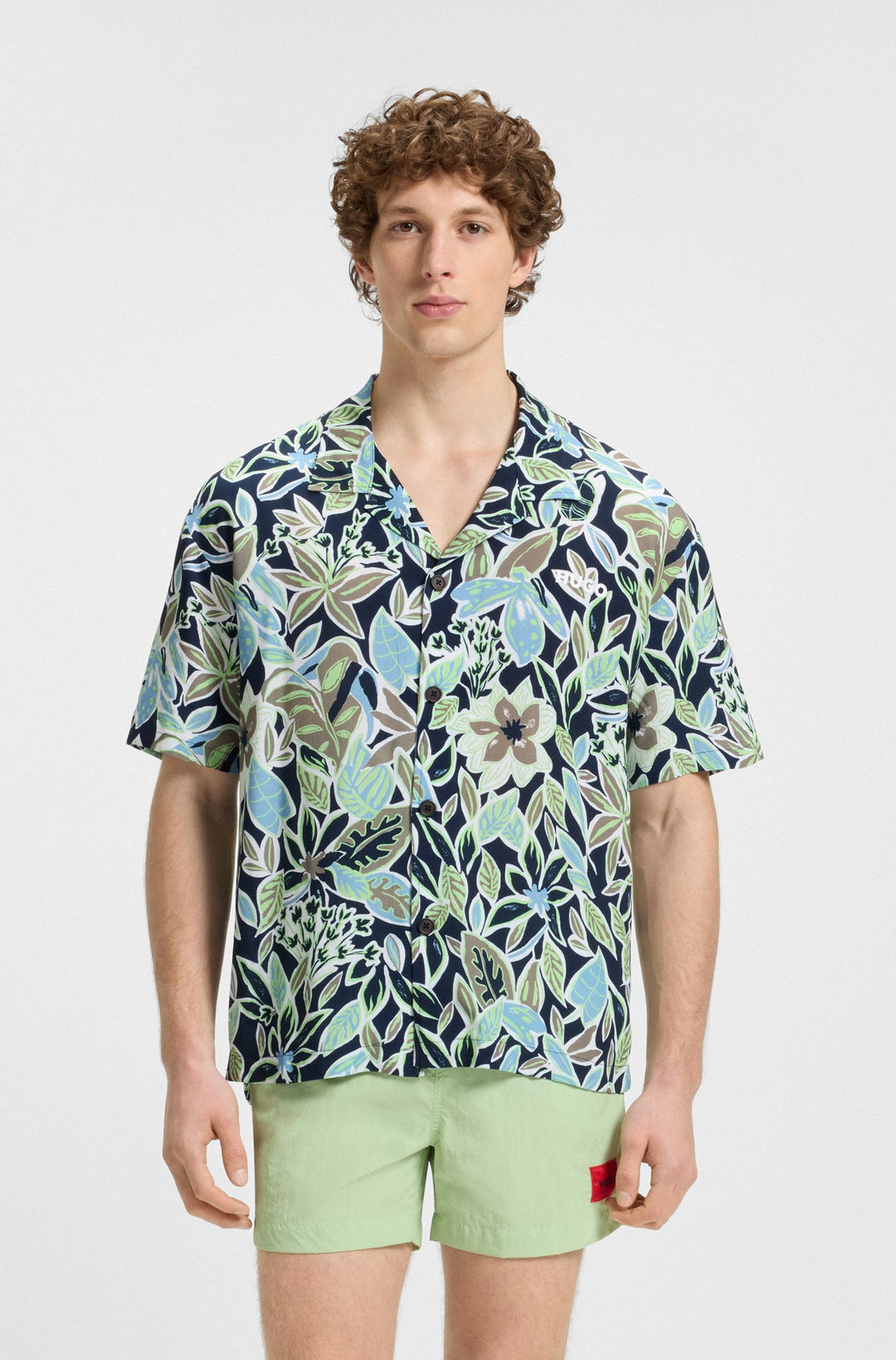 HUGO T-Shirts Relaxed Fit - BEACH SHIRT RELAXED 50540065- Concorde Fashion#color_navy-410