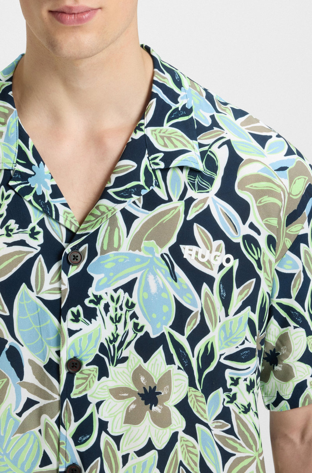 HUGO T-Shirts Relaxed Fit - BEACH SHIRT RELAXED 50540065- Concorde Fashion#color_navy-410