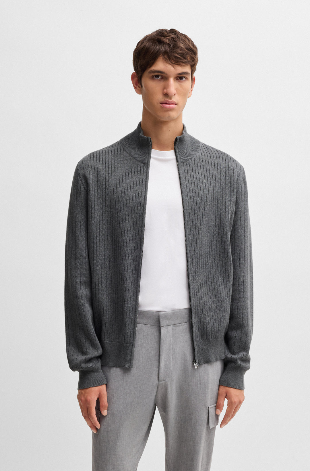 BOSS Sweaters Regular Fit in Cotton - H-BEJINO 10268926 01-50534403- Concorde Fashion#color_grey-030