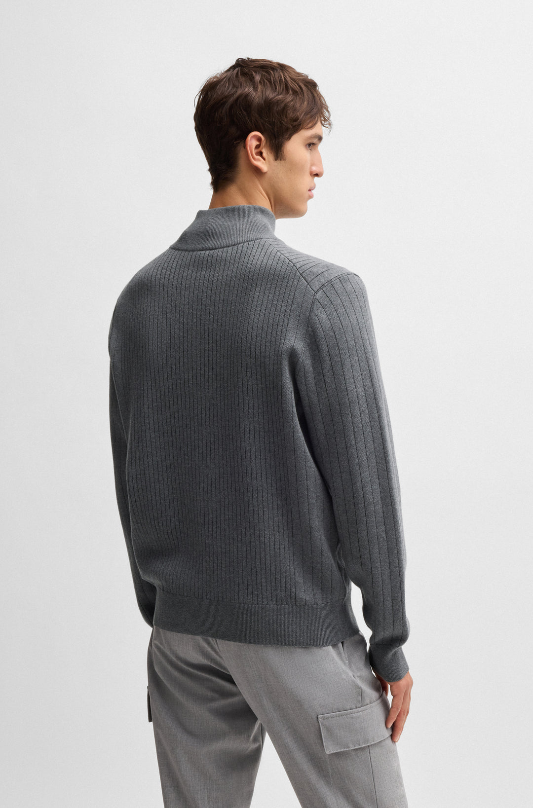 BOSS Sweaters Regular Fit in Cotton - H-BEJINO 10268926 01-50534403- Concorde Fashion#color_grey-030