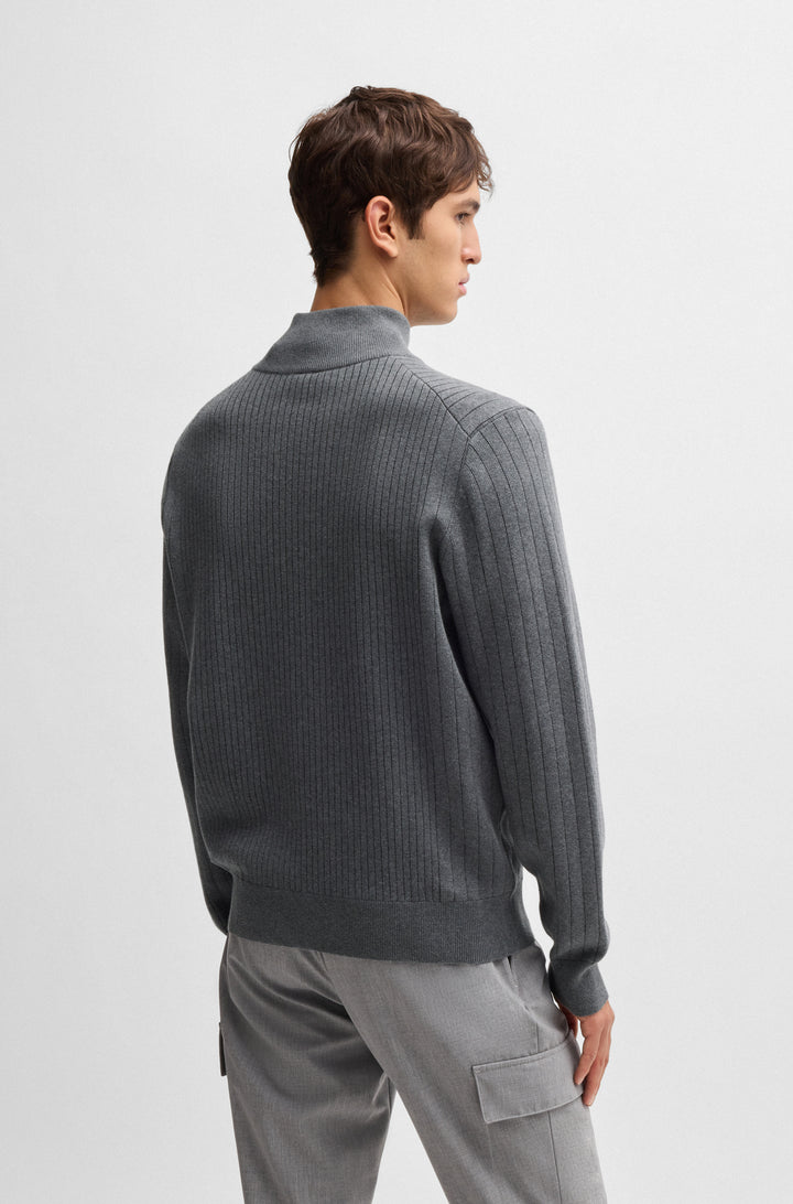 BOSS Sweaters Regular Fit in Cotton - H-BEJINO 10268926 01-50534403- Concorde Fashion#color_grey-030