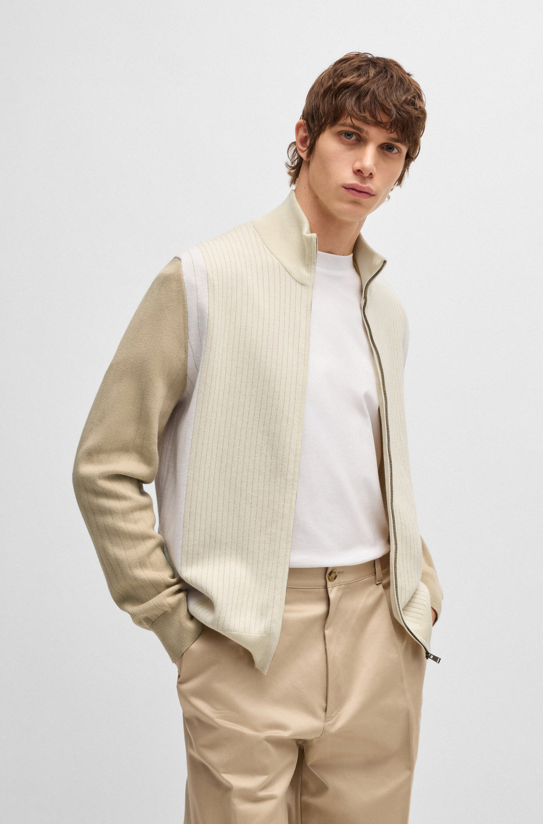 BOSS Sweaters Regular Fit in Cotton - H-BEJINO 10268926 01-50534403- Concorde Fashion#color_white-131