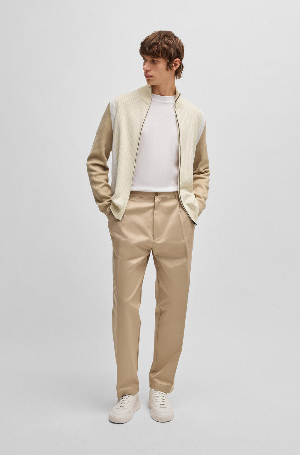 BOSS Sweaters Regular Fit in Cotton - H-BEJINO 10268926 01-50534403- Concorde Fashion#color_white-131