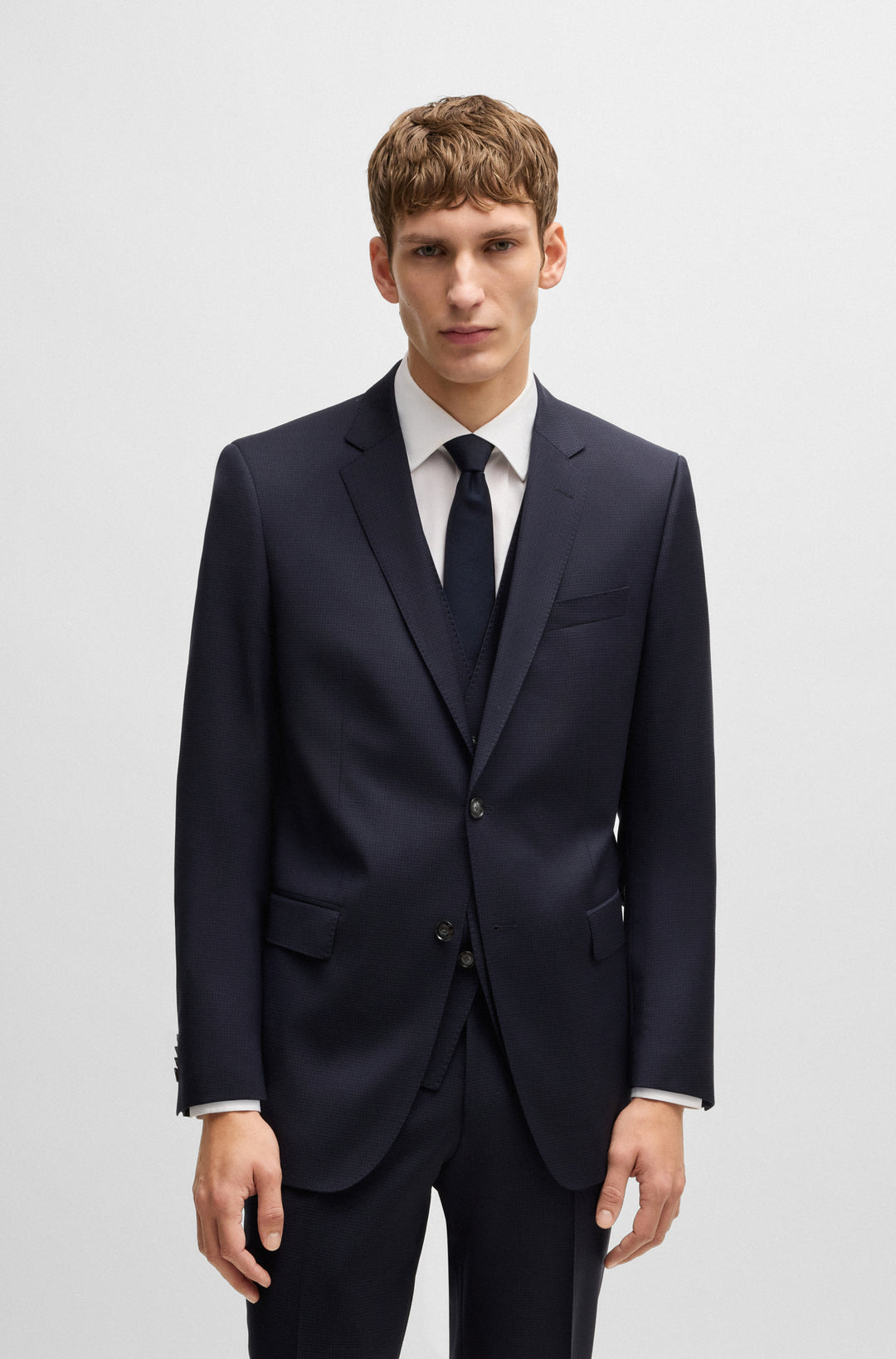 BOSS Suits Slim Fit in Wool Mix - H-HUGE-3PCS-232 10269030 01-50534922- Concorde Fashion#color_navy-404