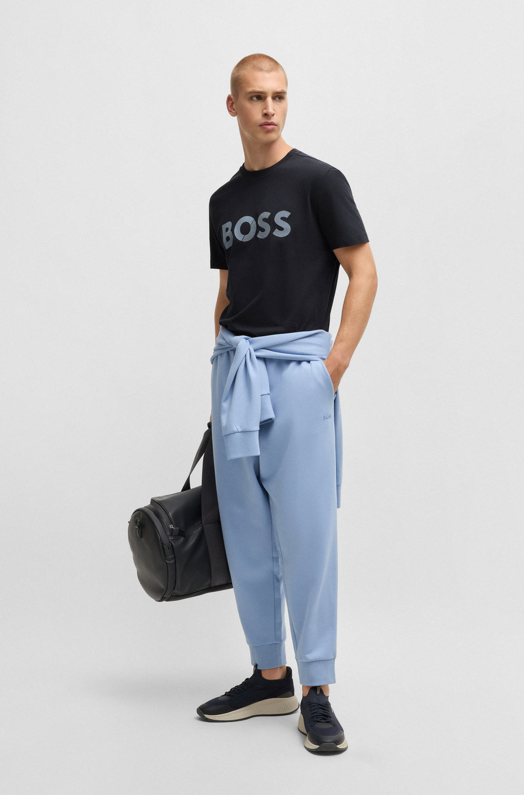 BOSS T-Shirts Regular Fit in Cotton - TEE TAPE LOGO 10269604 01-50530990- Concorde Fashion#color_navy-402