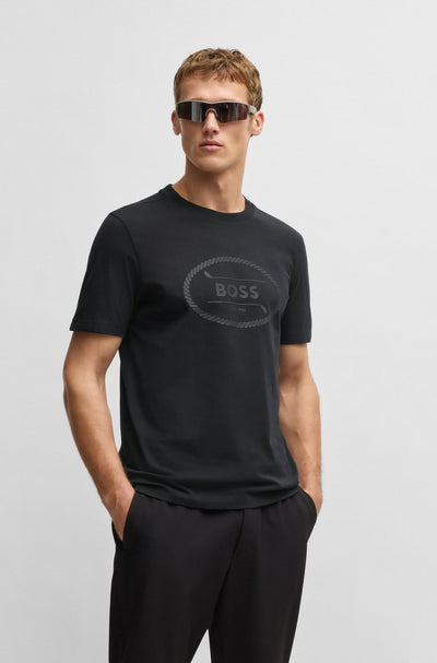 BOSS T-Shirts Regular Fit in Cotton - TEE LOGO HERITAGE 10269604 01-50537825- Concorde Fashion#color_black-001
