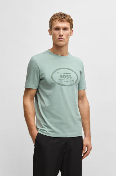 BOSS T-Shirts Regular Fit in Cotton - TEE LOGO HERITAGE 10269604 01-50537825- Concorde Fashion#color_green-357